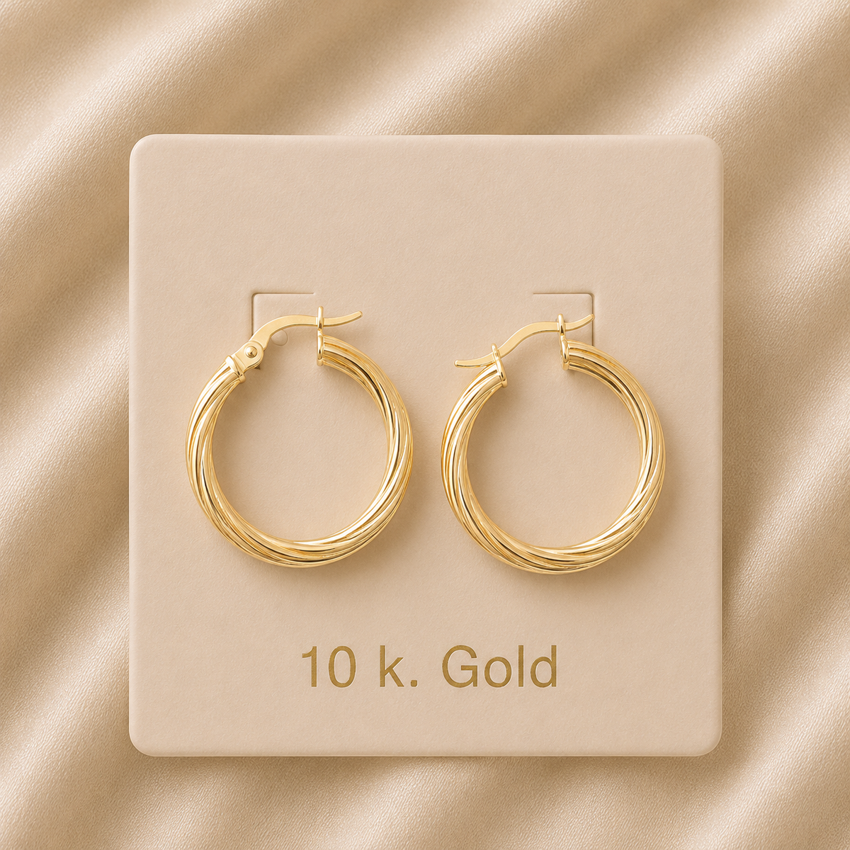 Medium Twisted Gold Hoop Earrings – 10K Gold