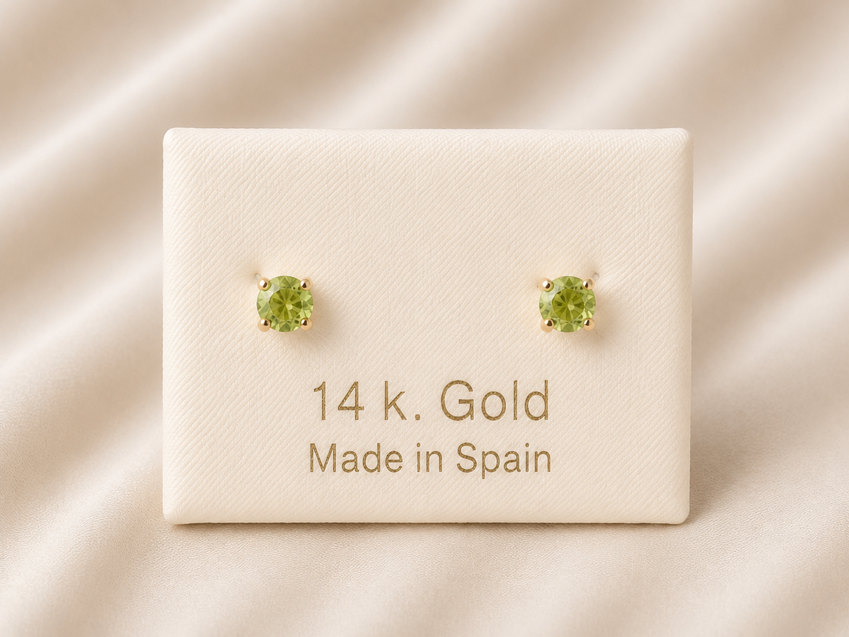 14K Gold Peridot Stud Earrings
