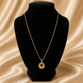 14K Italian Gold Necklace with Cross Round Pendant