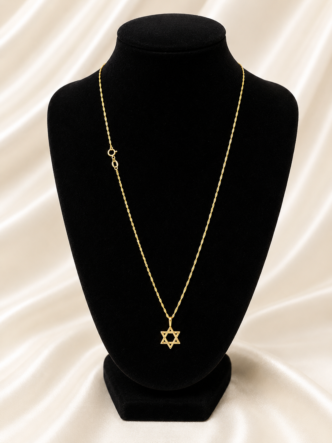 10K Gold Italian Torzal (Rope) Chain with Star of David Pendant