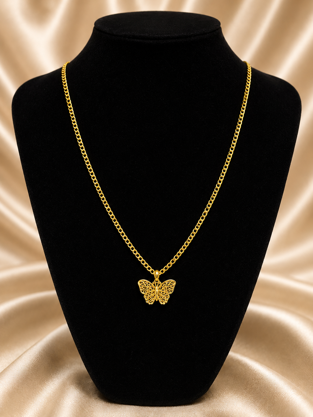 10K Gold Diamond-Cut Chain with Butterfly Pendant – 3 mm | 20"